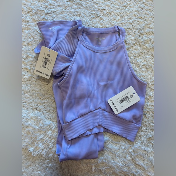 Year of Ours Lavender BRIGETTE HALTER and RIBBED VERONICA LEGGING Set NEW wTags - Picture 13 of 13
